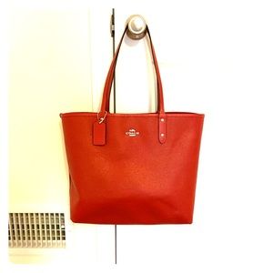 Coach reversible red/buffalo plaid shoulder bag